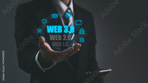 Business people use Internet Web 3.0 technology for business connectivity and digital marketing. future evolution concept of internet web 3.0