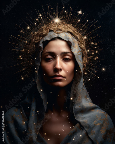 Portrait of Holy Mary the mother of Jesus. Generative AI
