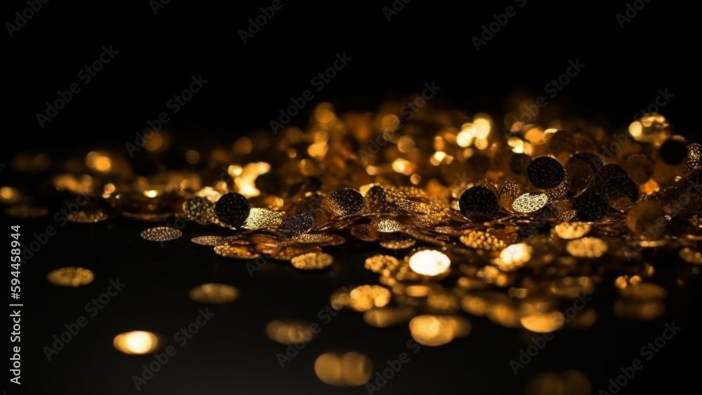Gold nugget grains background. Many gold. Generative AI