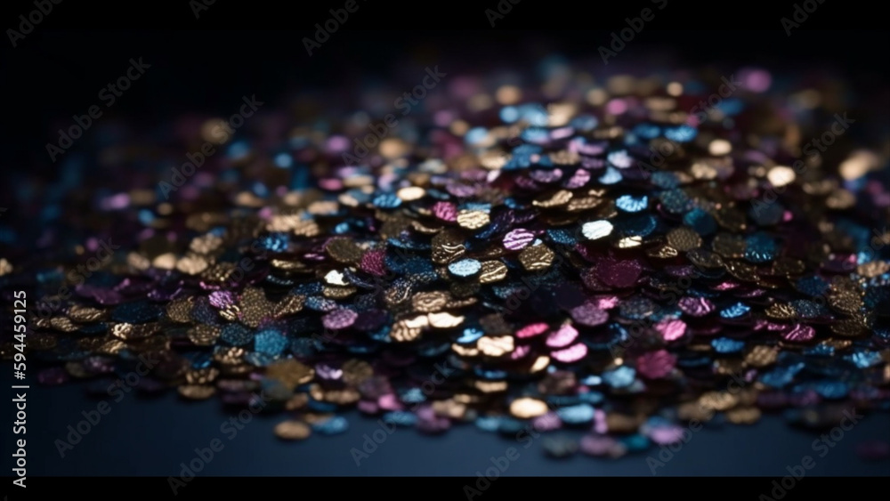 Pieces of gold on a pile of treasures isolated on a dark background. Generative AI Pieces of gold on a pile of treasures isolated on a dark background. Generative AI