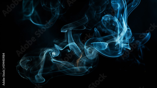 Abstract colored smoke moves on black background. Generative AI