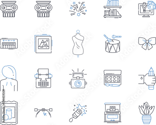 Prototyping methodology line icons collection. Iteration, Prototype, Testing, Design, Conceptualization, Modeling, Visualization vector and linear illustration. Sketching,Simulation,Validation outline
