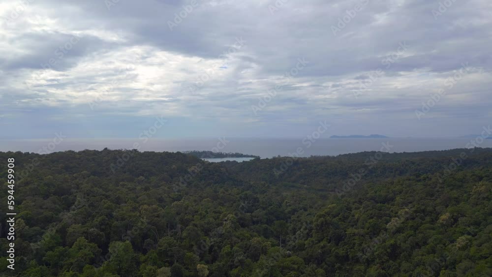 overview primeval jungle rainforest island. Marvelous aerial top view drone overview primeval jungle rainforest island. Marvelous aerial top view drone