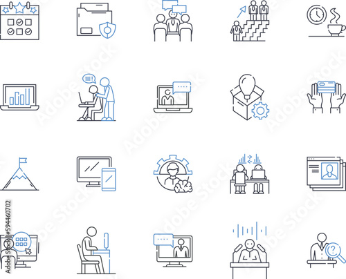 Capability and competence line icons collection. expertise , ability , proficiency , know-how , experience, adeptness , talent vector and linear illustration. qualification ,mastery ,dexterity outline