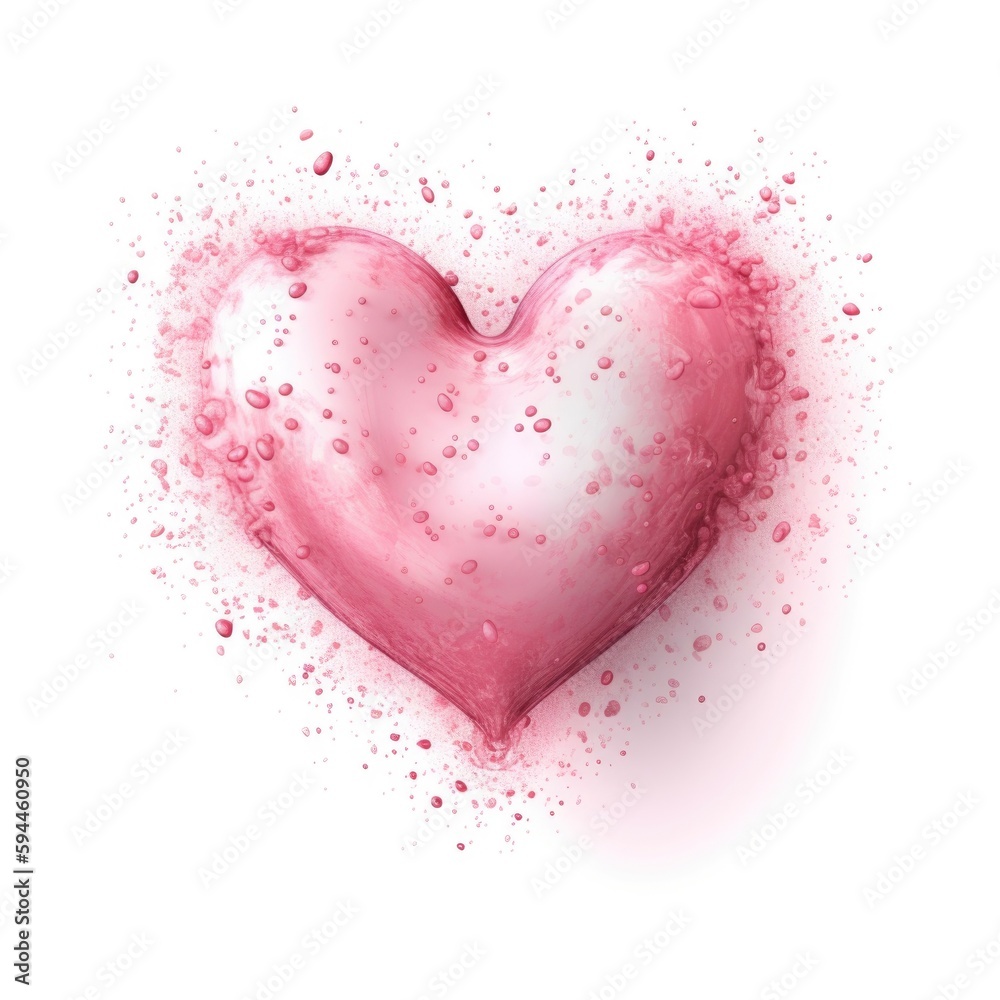 Pink heart on white background, love, Valentine's Day, Generative AI, Generative, AI