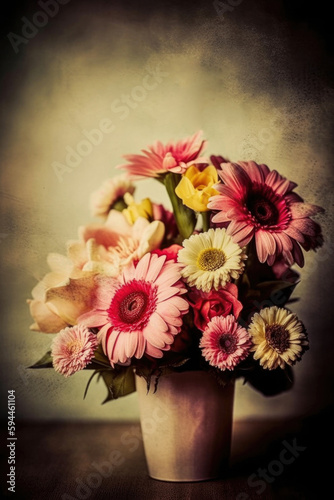 Bouquet of flowers in a vase for Mother's Day, Valentine Day, Generative AI, Generative, AI