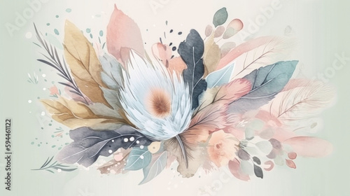 Floral background illustration, Generative AI, Generative, AI
