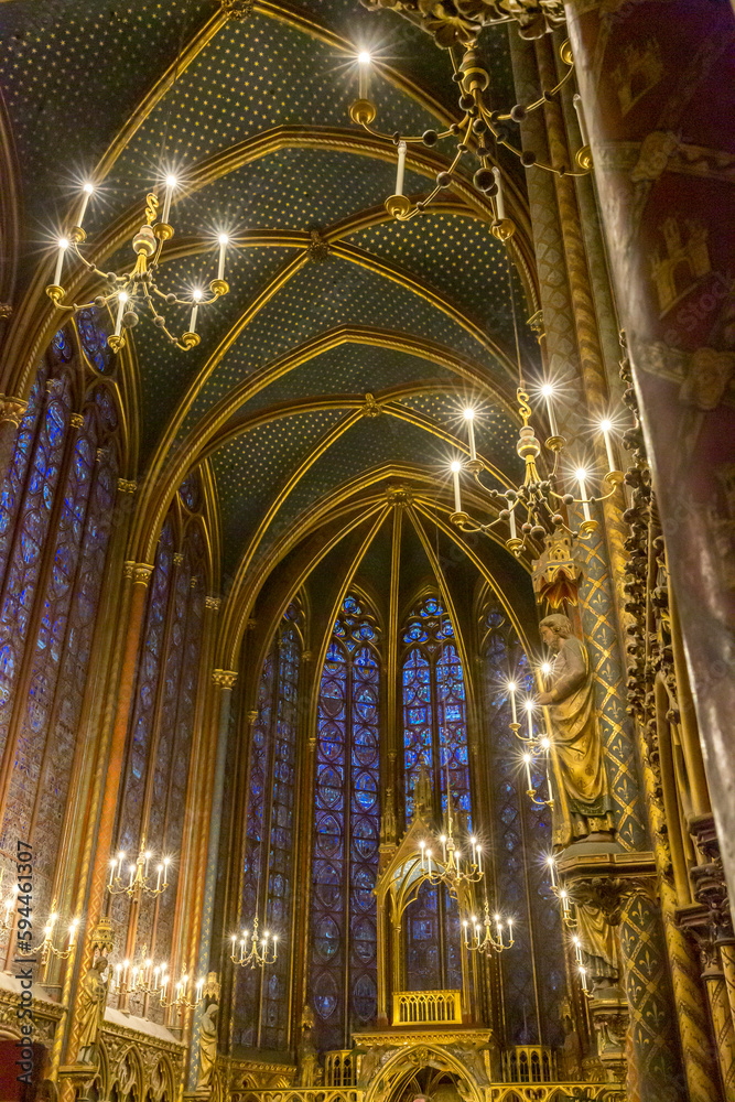 Paris. Sainte-Chapelle. Gothic style, royal chapel in Palais de la Cite, on the Ile de la Cite, River Seine