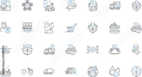 Warehouse operation line icons collection. Inventory, Shipping, Receiving, Picking, Packing, Logistics, Automation vector and linear illustration. Safety,Storage,Fulfillment outline signs set