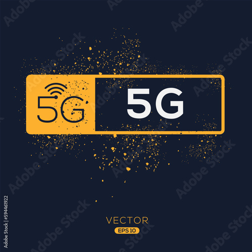 5G_(5th Generation of Cellular Networks) Icon, Vector sign.