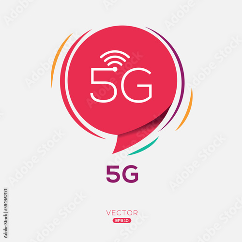5G_(5th Generation of Cellular Networks) Icon, Vector sign.