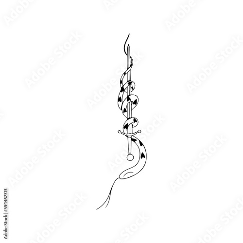 vector illustration of a snake with a sword