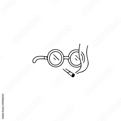 glasses and cigarette doodle vector illustration