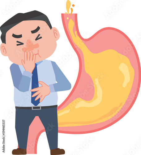 逆流性食道炎で不快感を感じる男性