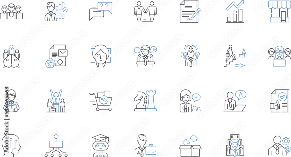 Personnel administration line icons collection. Recruitment, Hiring, Selection, Retention, Benefits, Payroll, Training vector and linear illustration. Onboarding,Performance,Review outline signs set