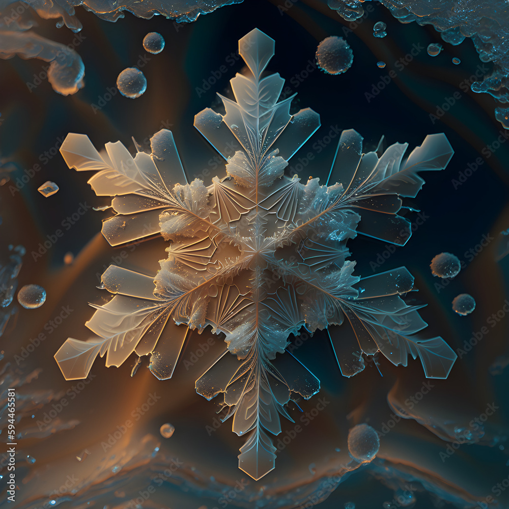 texture Flocon de neige vu au microscope high resolution generative ai Stock Illustration