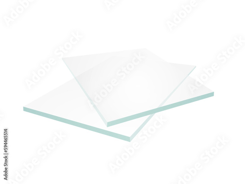 Rectangular pieces of plexiglas. Illustration of transparent glass isolated on white background. Flat glass vector illustration