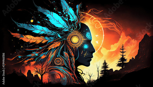 native american shaman spiritual healing - by generative ai