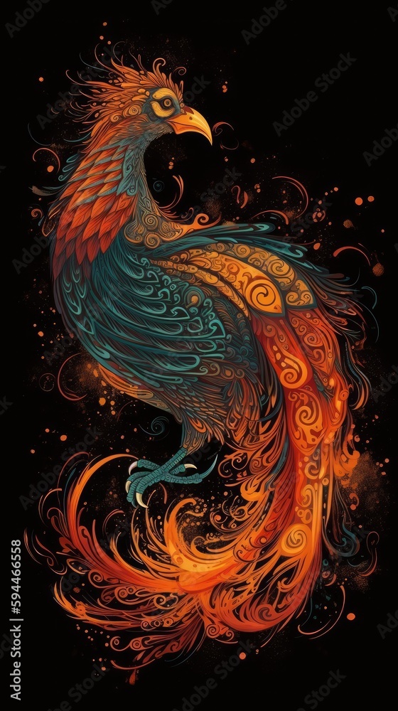 Phoenix with flames and fire surrounding it Generative Ai Phoenix with flames and fire surrounding it Generative Ai