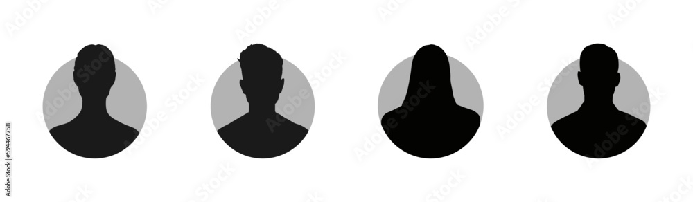 Default anonymous user portrait vector illustration flat vector designs. Man and woman vector profile signs set - obrazy, fototapety, plakaty 