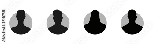 Default anonymous user portrait vector illustration flat vector designs. Man and woman vector profile signs set