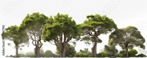 A tranquil view of a tree-lined pasture isolated on a white background. AI Generative. © sorapop