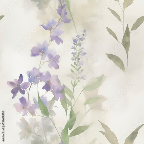 Fototapeta Naklejka Na Ścianę i Meble -  Delicada Textura Floral Sem Emenda (seamless) - Padrão Botânico Artístico
