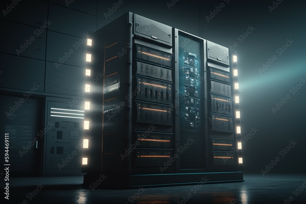 Modern Data center with computer servers. AI generated, human enhanced. Modern Data center with computer servers. AI generated, human enhanced.