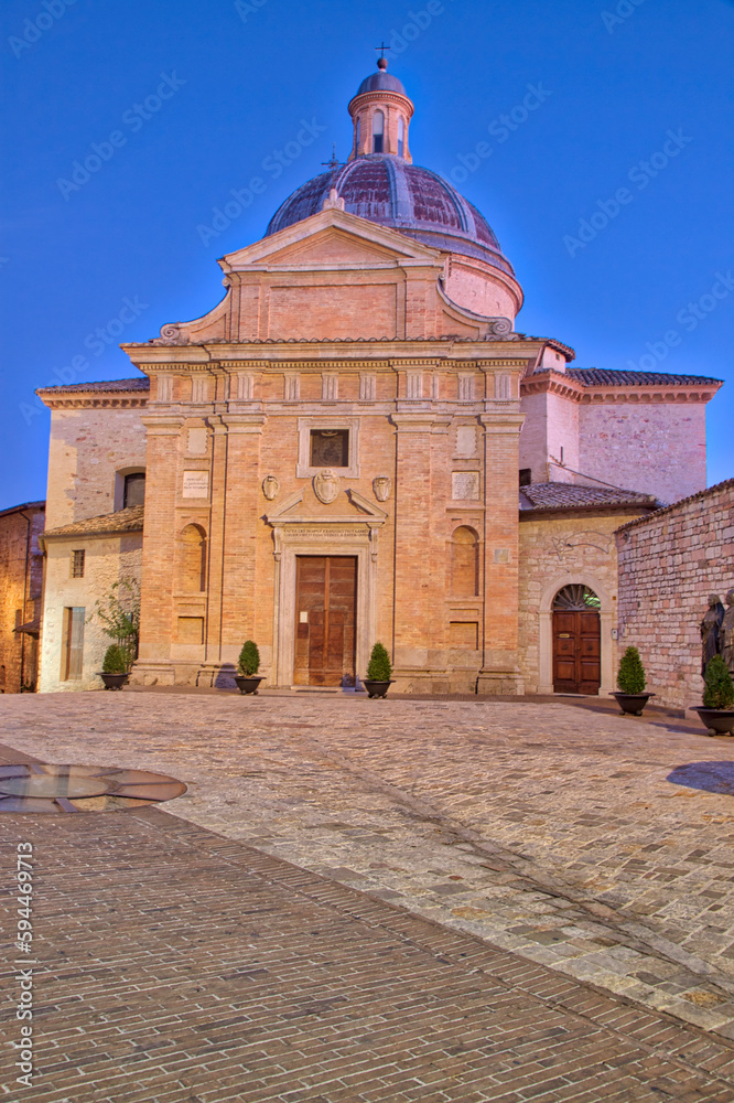 Italy, Umbria, Assisi. Evening light on the Convento Chiesa Nuova.