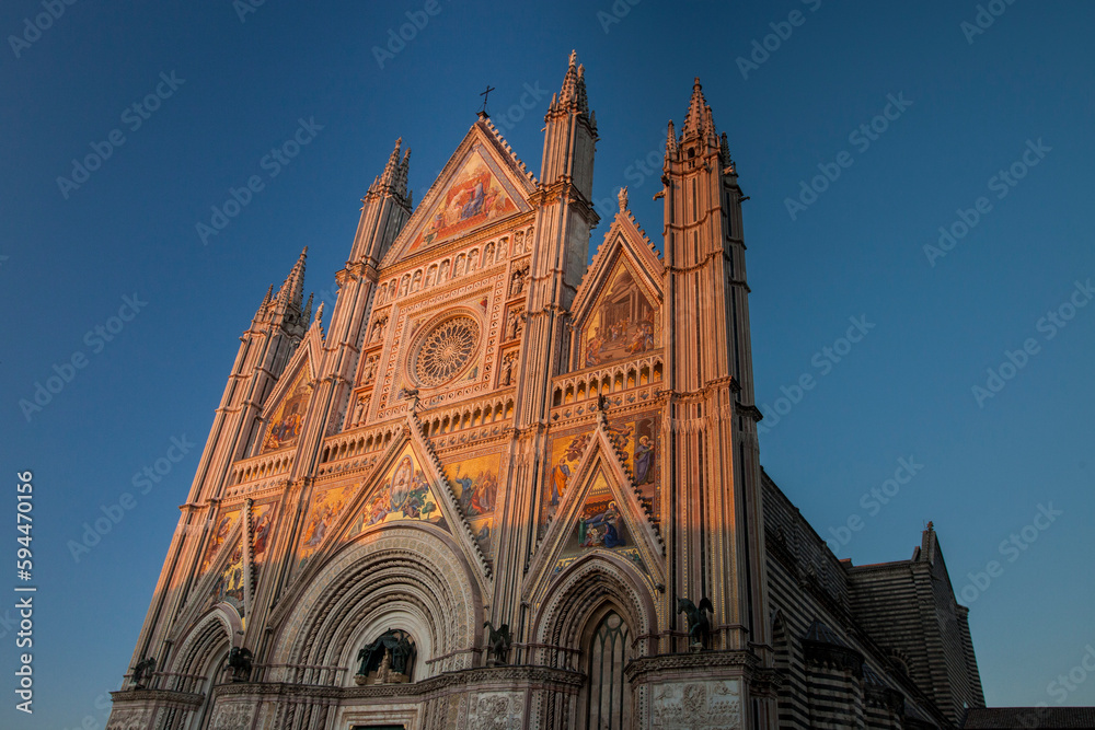 Italy, Umbria, Orvieto. The Duomo di Orvieto, a large 14th century Roman Catholic cathedral.
