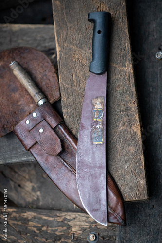 knife on a wooden background
