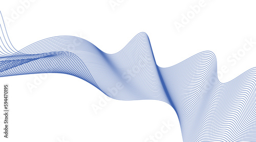 abstract blue wave background. Blue minimal round lines abstract background. Thin line wavy abstract vector background. Curve wave seamless pattern. Line art striped graphic template