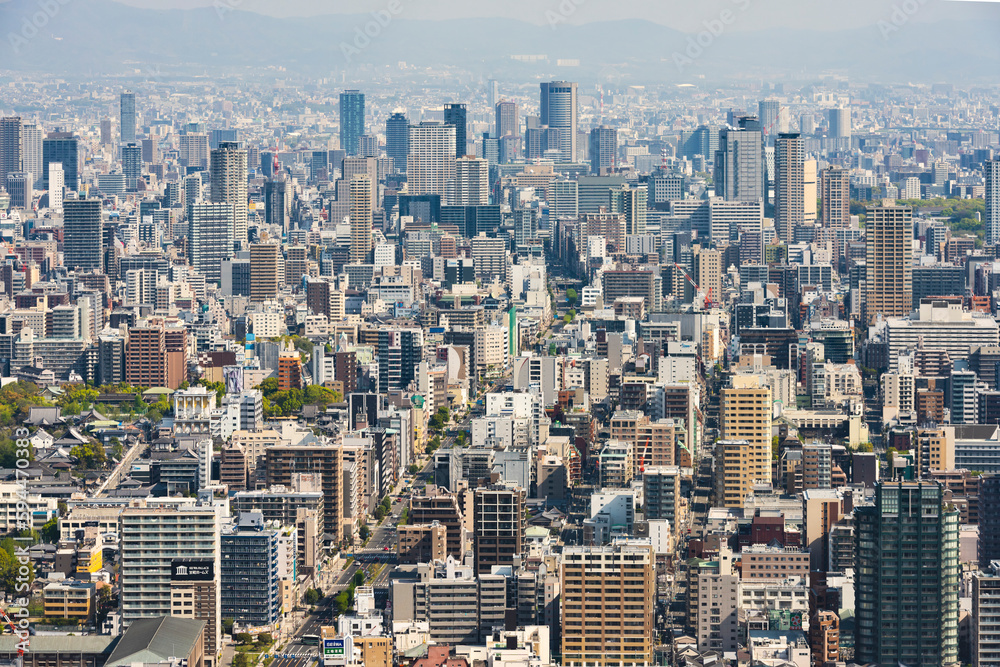 大阪中心部の高層ビル群