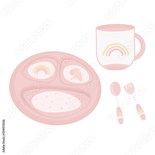 babygirl meal set with plate  and mug