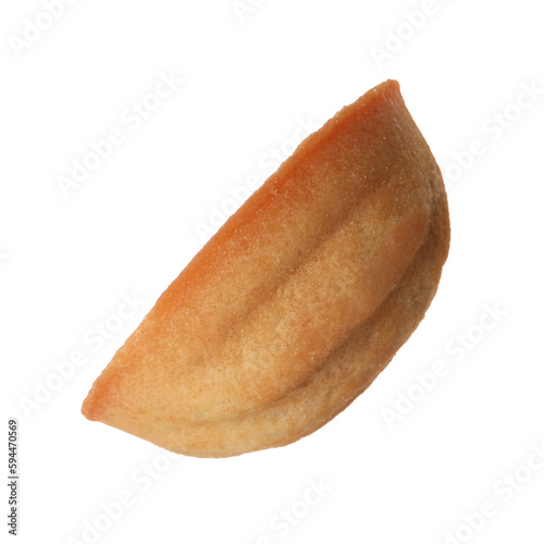 Half of delicious nut shaped cookie isolated on white