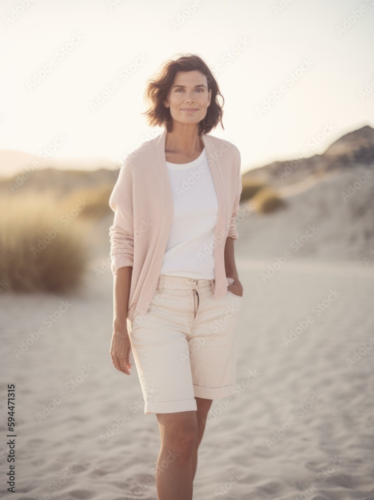 Portrait of a beautiful middle-aged woman in a pink sweater. Portrait of a beautiful middle-aged woman in a pink sweater.