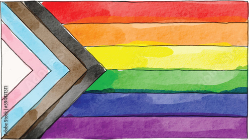 Rainbow  flag watercolor background.LGBT  Pride month texture concept. vector