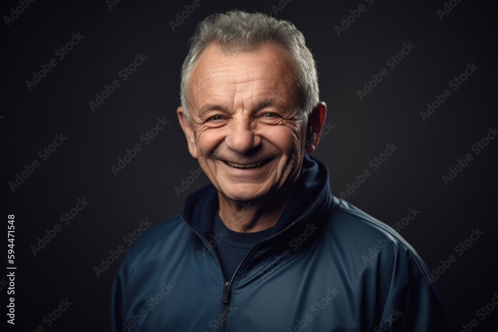 Portrait of a smiling senior man on a dark background. Portrait of a senior man. Portrait of a smiling senior man on a dark background. Portrait of a senior man.
