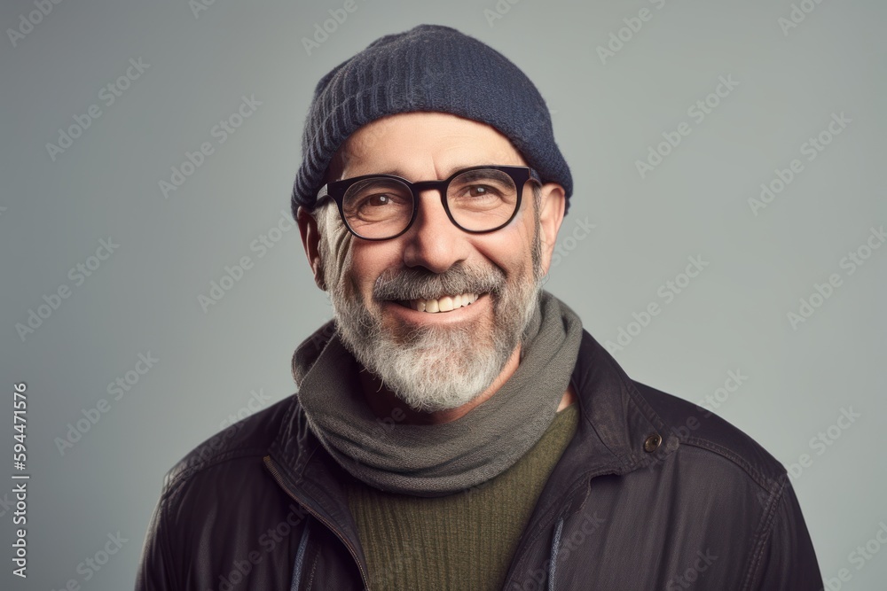 Portrait of a smiling senior man wearing glasses and a hat. Portrait of a smiling senior man wearing glasses and a hat.