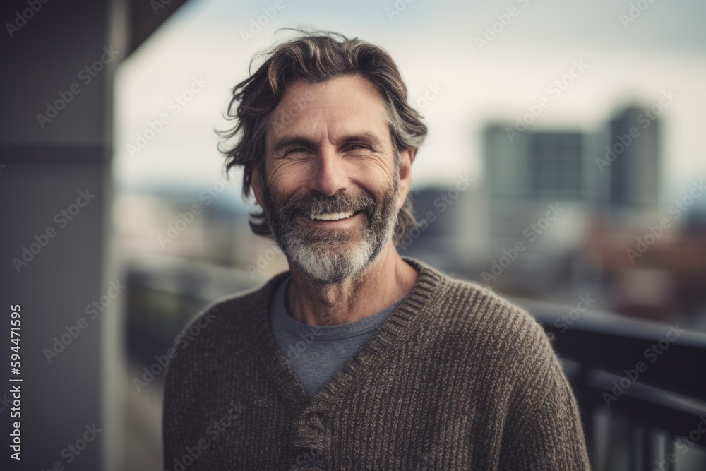 Portrait of a handsome senior man with grey hair, wearing a warm sweater, standing outdoors in the city. Portrait of a handsome senior man with grey hair, wearing a warm sweater, standing outdoors in the city.