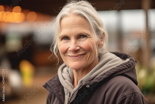 Portrait of a senior woman in a cafe on a winter day