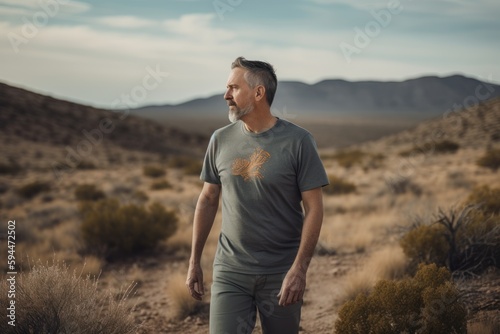 Handsome middle aged man standing in the middle of the desert © Robert MEYNER