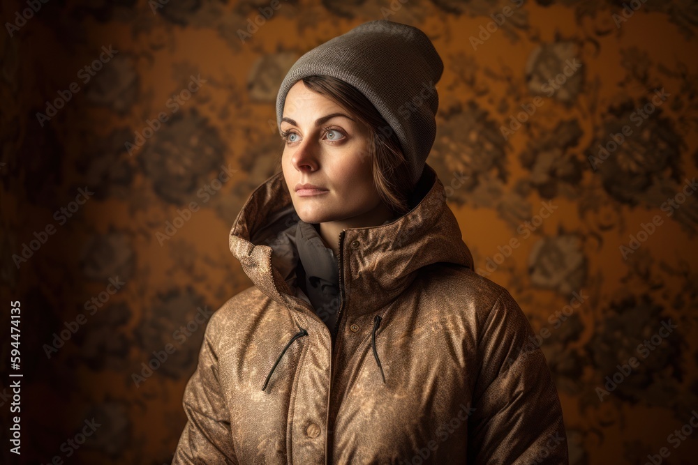 Portrait of a beautiful young woman in a warm jacket and hat