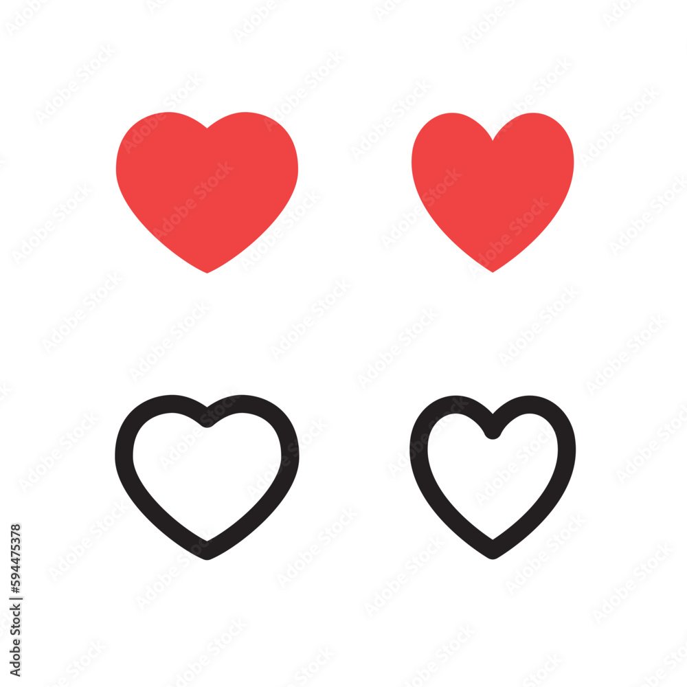 Heart shape linear icons. Love symbols.