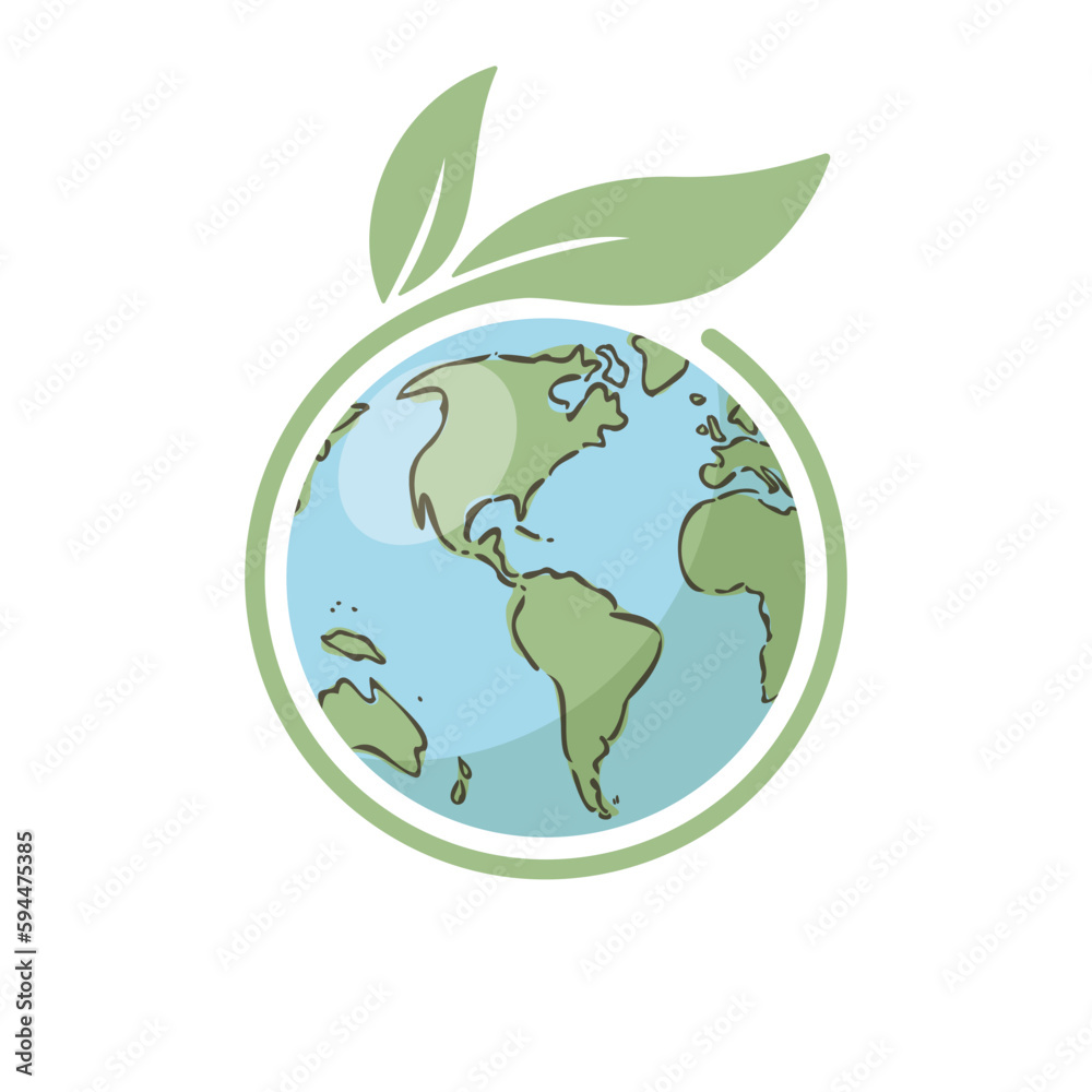 Planet earth icon with leaf protecting it. Save the world, eco-friendly symbol. Environmental conservation. Planet earth icon with leaf protecting it. Save the world, eco-friendly symbol. Environmental conservation.