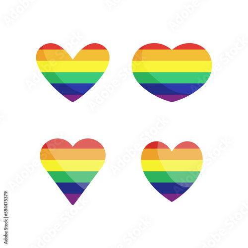 Lgbt rainbow flag in hearts shape. Gay, Lesbian, Bisexual, Trans, Queer pride love symbol of sexual diversity
