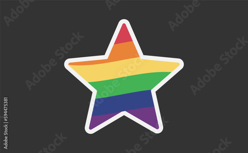 Star shape icon with Rainbow flag symbol. Pride month icon.