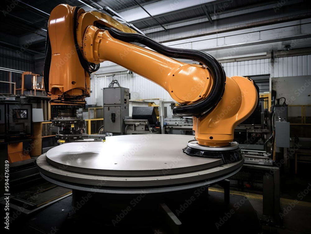 robotic arm performing precision manufacturing in a factory