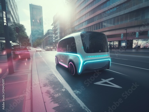 futuristic self-driving car navigating through a busy city © Ryan