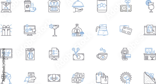 Fast food line icons collection. Burgers, Fries, Nuggets, Pizza, Tacos, Wings, Hotdogs vector and linear illustration. Subs,Sandwiches,Salads outline signs set